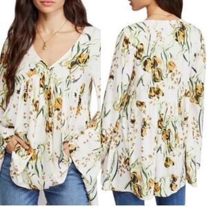 Free People Bella Floral Print Tunic top - small
